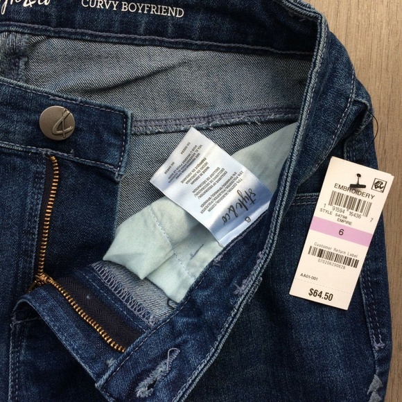 Style&Co Curvy Fit Embroidered Boyfriend Empire Je - Picture 4 of 7